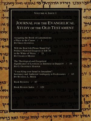 cover image of Journal for the Evangelical Study of the Old Testament, 4.1